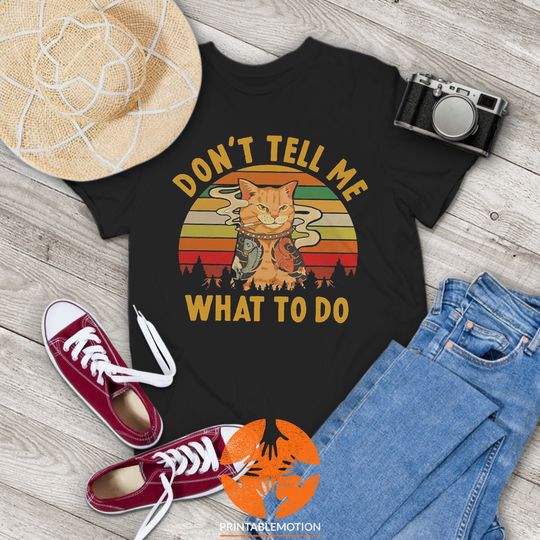 Discover Don't Tell Me What To Do Funny Cat Tattoo Vintage T-Shirt, Cat Lovers Gift Tee