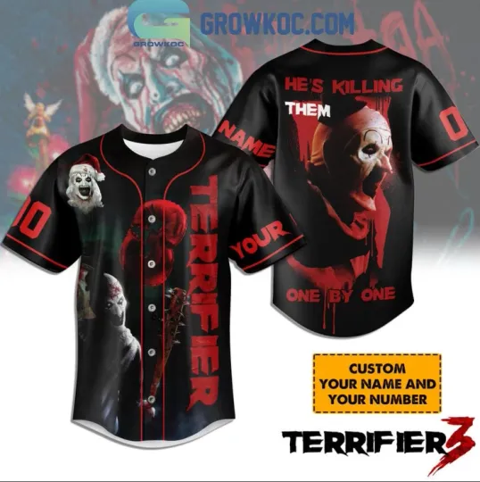 Terrifier Art The Clown He Is Killing Them Custom Baseball Jersey Full Print 3D
