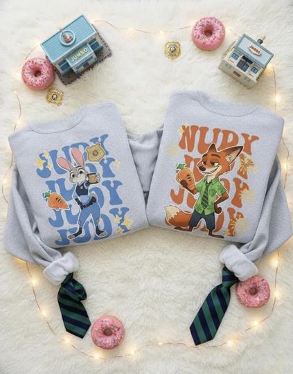 Discover Disney Zootopia Characters Sweatshirt, Nick Wilde and Judy Hopps Crewneck, Zootopia Inspired Police Sweatshirt, Disney Family Trip Hoodie