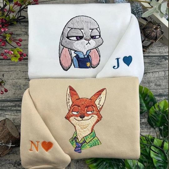Discover Disneyland Zootopia Embroidered SweatShirt, Nick And Judy Matching Sweatshirt, Disney Trip Nick And Judy Embroidery Shirt, Zootopia Fan Gift