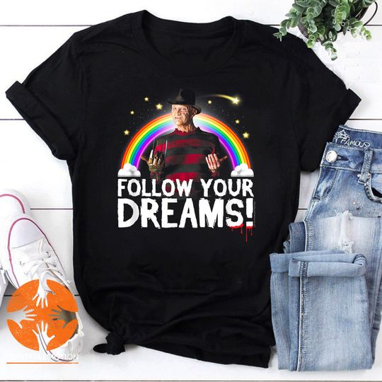 Nightmare on Elm Street Freddy Krueger T-Shirt - Rainbow Halloween Vintage Design