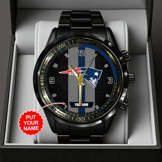 Discover Personalized Patriots Black Stainless Steel Watch