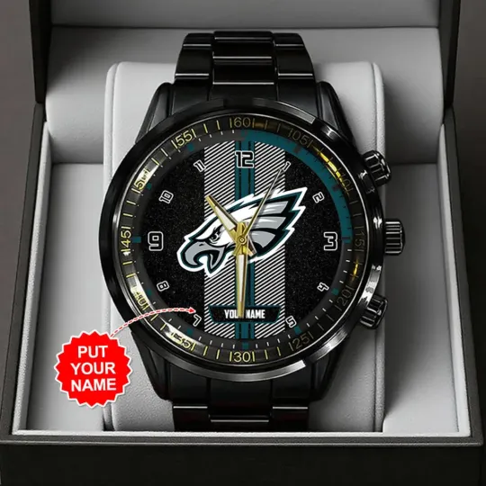 Discover Personalized Eagles Black Stainless Steel Watch