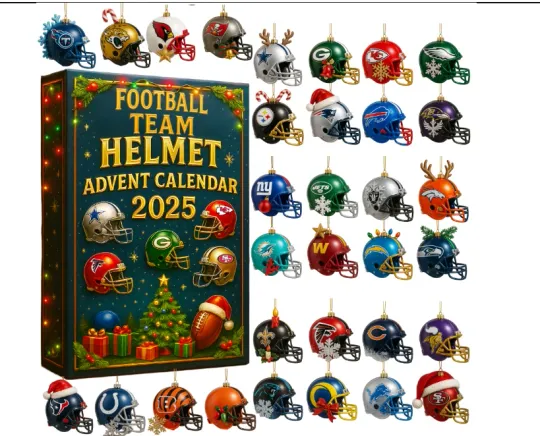 Discover 32 Football Team Helmets 2025 Advent Calendar-24Days 2D Acrylic Collectibles