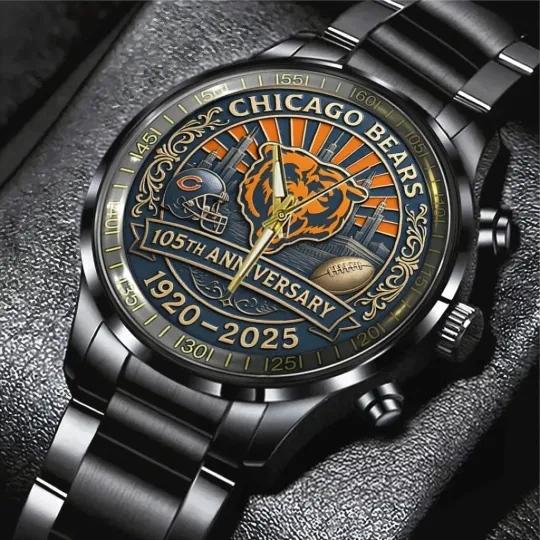 Chicago Bears Black Stainless Steel Watch