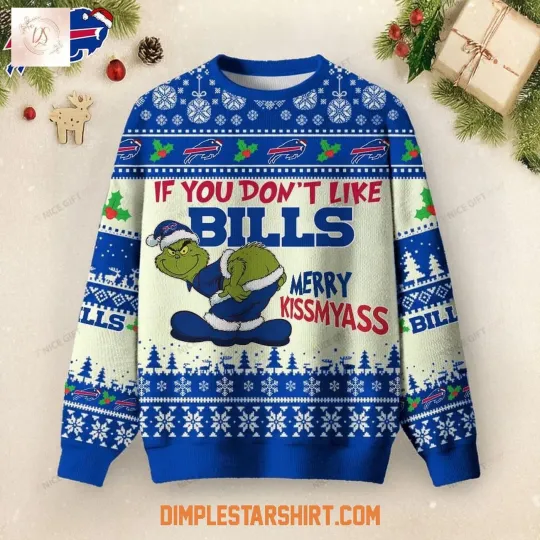 Buffalo Bills Merry Kissmyass Ugly Christmas Sweater Unisex Fit Gift