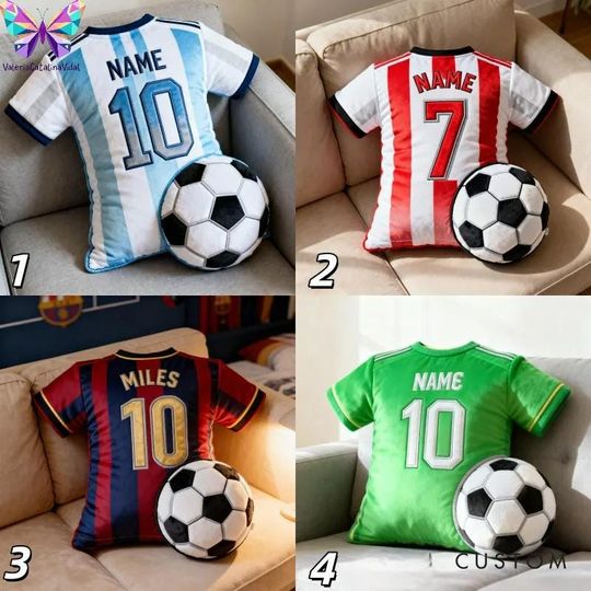 Discover Personalized Soccer Jersey Pillow | Faux embroidery printed pillow