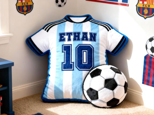 Personalized Soccer Ball Jersey Pillow, Custom Jersey Pillow with Name Number, Soccer Ball Lover, Player Fans Gift, World Cup 2026,Xmas Gift