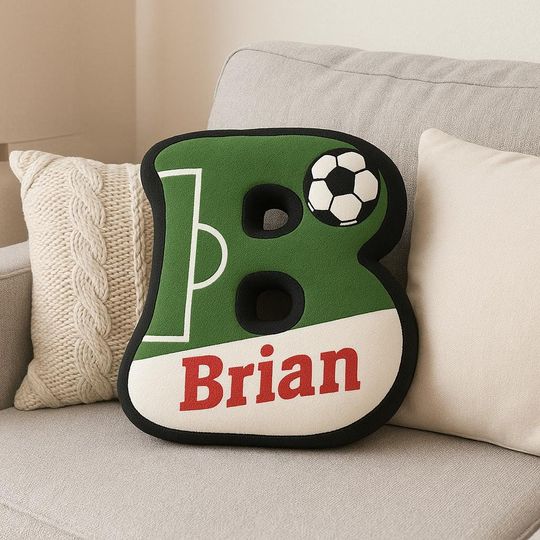 Discover Personalized Soccer Letter Pillow,Custom Initial Pillow with name,Football Lover Player Fans Gift,2026 World Cup Gift for Soccer Players