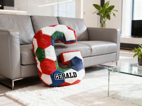 Discover Custom Alphabet Pillow,Soccer Shape Letter Throw Pillow,Name Pillow,2026 FIFA World Cup,Soccer Fan Gear,Sports Lover Gift,Christmas Gifts