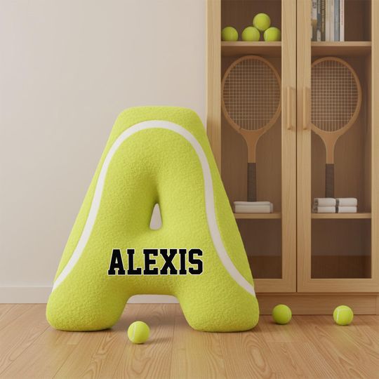 Discover Personalized tennis Ball Letter Pillow, Boyfriend Gift Sports Lover Gift, Sports Room Decor