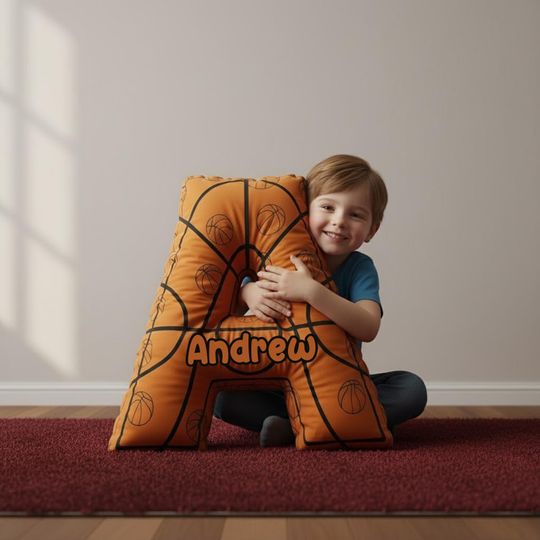 Discover Custom Basketball Letter Pillow, Personalized Initial Basketball Pillow, Team Number Pillow, Basketball Lover Player Fans Gift