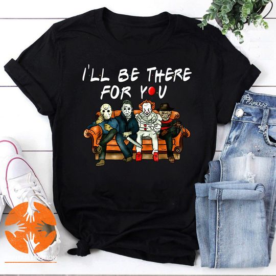Discover Friends Halloween Vintage T-Shirt with Horror Characters