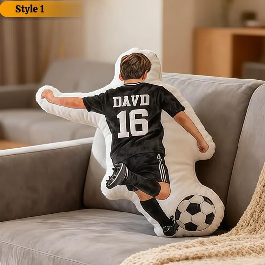 Discover Personalized Soccer Pillow for Players & Fans  Custom Name and Number Player Design, Sports Throw Pillow, Gift for Soccer Lover or Athlete