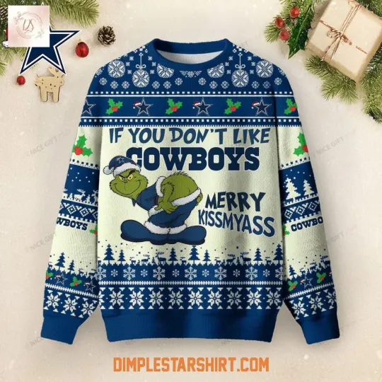 Dallas Cowboys Merry Kissmyass Ugly Christmas Sweater Unisex Fit