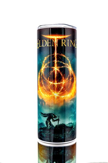 Elden Ring 20oz Skinny Tumbler RPG Video Game Cup Fantasy Gamer Gift The Tarnished Soulsborne Mug Elden Lord Insulated PlayStation Xbox PC