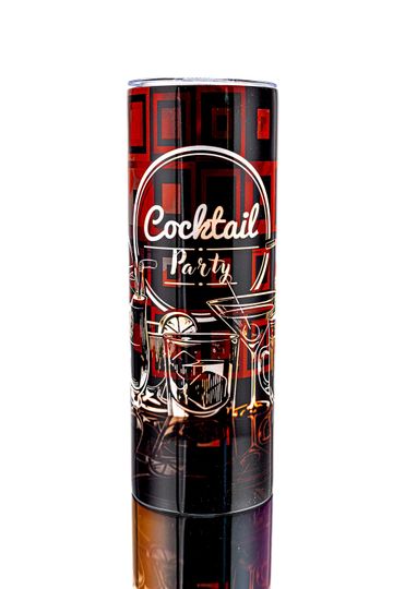 Discover Retro Cocktail Party 20oz Skinny Tumbler Vintage Barware Gift Mid Century Modern Geometric Cup Happy Hour Drinkware Bartender Mug Party Man