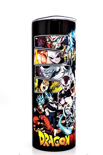 Dragon Ball Super 20oz Skinny Tumbler Stainless Steel Insulated Travel Mug Goku Ultra Instinct Vegeta Frieza Anime Manga Gift Cup DBZ Saiyan