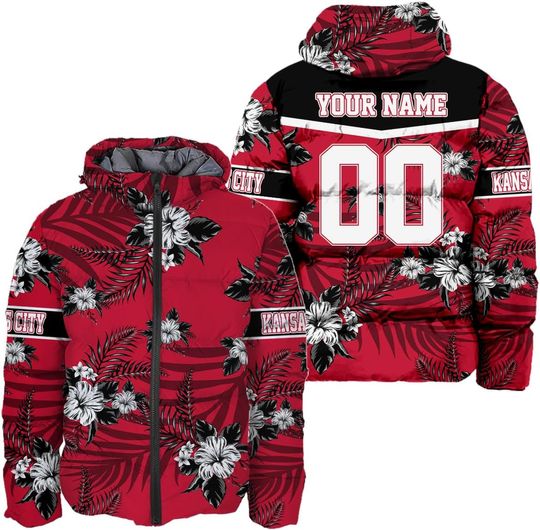 Discover Personalized Kansas City Football Team Chiefs Men's Hooded Puffer Jacket