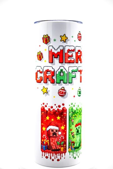 Minecraft Creeper 20oz Skinny Tumbler Pixel Gamer Christmas Gift for Kids, Video Game Controller Cup Stainless Steel Insulated Holiday Mug