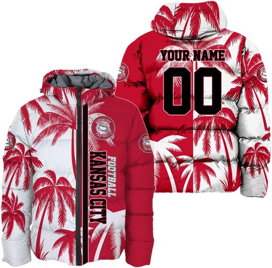 Discover Personalized Kansas City Football Team Chiefs Men's Hooded Puffer Jacket
