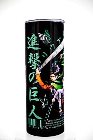 AO Titan Levi Ackerman Tumbler 20oz Stainless Steel Travel Mug AoT Anime Gift Survey Corps Wings of Freedom Shingeki no Kyojin Cup