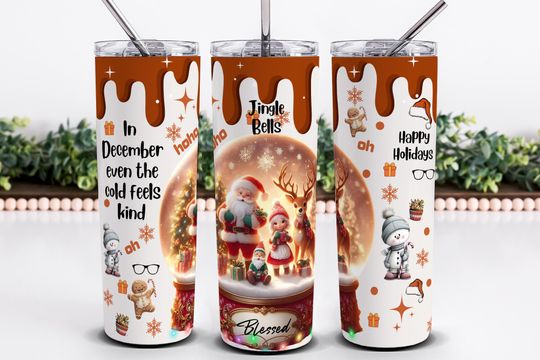 Discover Cartoon Christmas 20oz Skinny Tumbler Wrap, Christmas Wrap