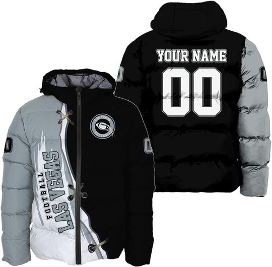 Discover Personalized Las Vegas Football Team Raiders Men's Hooded Puffer Jacket