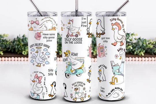 Discover Funny Goose Tumbler Wrap, Goose Design, 20oz Skinny Tumbler, Seamless Sublimation Design