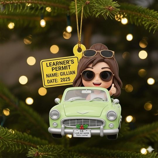 Discover Personalized Male or Female Driver Learner's Permit Christmas Ornament/Learner's Permit/New Driver Ornament/Driver License ornament OLIN378