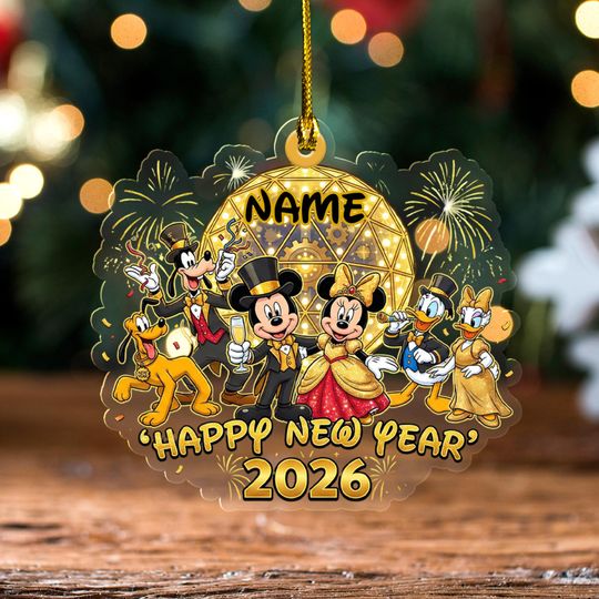 Discover Personalized Mickey & Friends New Year's Eve at Sea Disney Happy New Year Cruise Ornament, Disney New Year 2025 Cruise Ornament  SL3D03