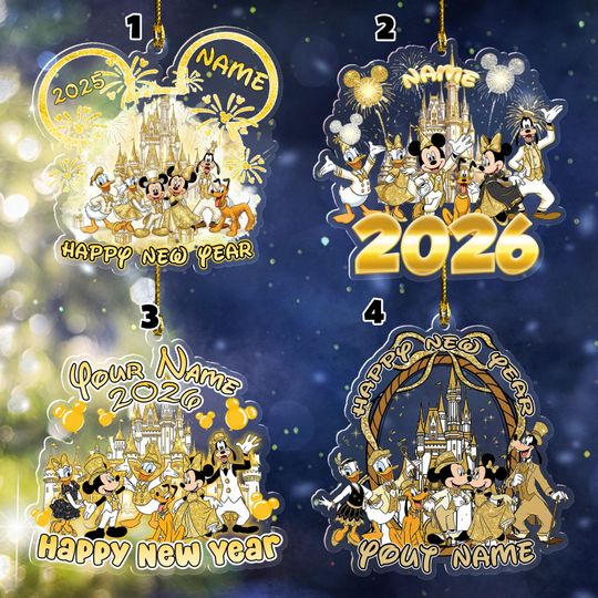 Discover Personalized Disney Happy New Year 2025 Ornament, Mickey & Friends New Year Ornament,Disney Xmas Hanging Tree Decor, Disney Trip 2025 SL3D10
