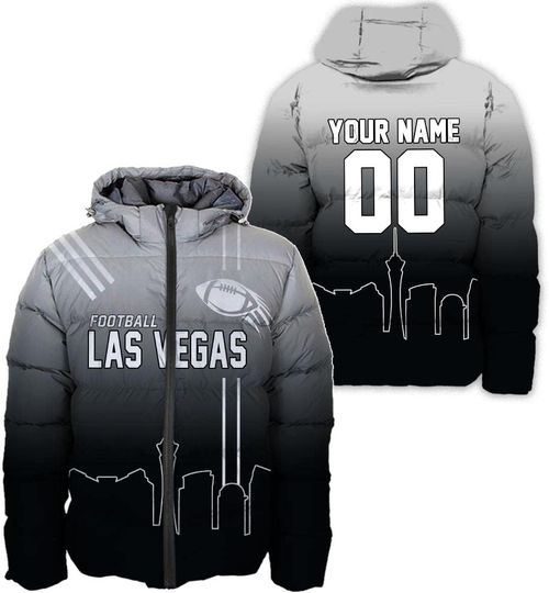 Discover Personalized Las Vegas Football Team Raiders Men's Hooded Puffer Jacket