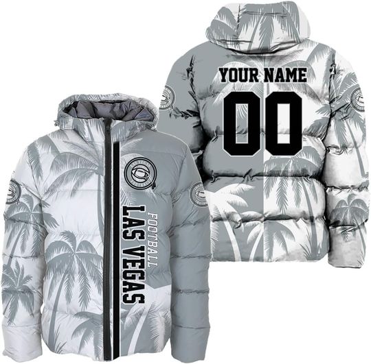 Discover Personalized Las Vegas Football Team Raiders Men's Hooded Puffer Jacket