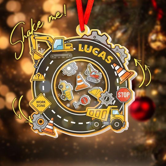 Discover Custom Construction Christmas Shaker Ornament/Xmas Gift Excavator Shaker Christmas Tree Decor Keepsake, Construction Worker OHY239