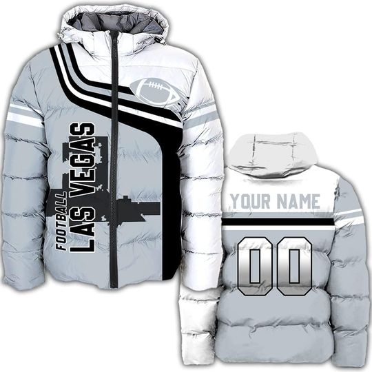 Discover Personalized Las Vegas Football Team Raiders Men's Hooded Puffer Jacket