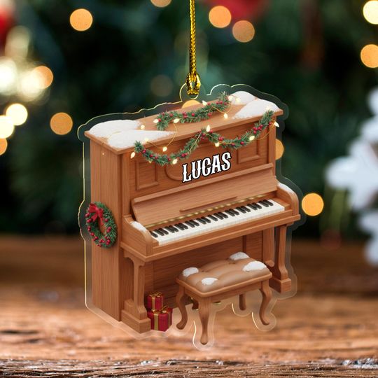 Personalized Piano Christmas Acrylic Ornament, Music Christmas Flat Ornament