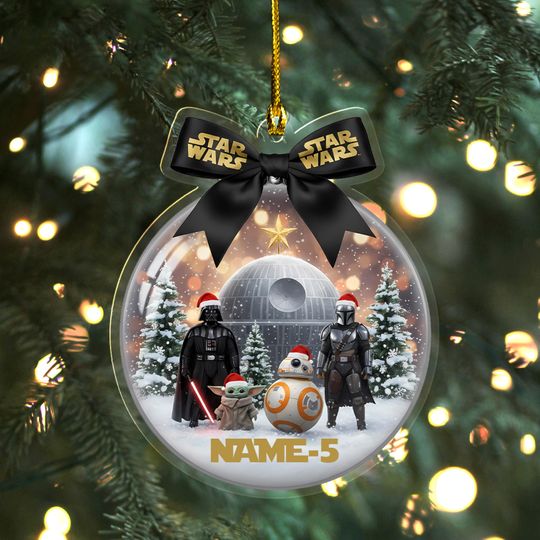 Personalized Star Wars Christmas 2D Flat Ornament Acrylic, Death Star Mandalorian Xmas Decor