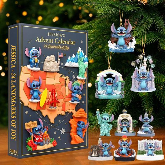 Discover Disney Stitch Christmas Advent Calendar, 24 Days of Cute Cartoon Surprises, Perfect Holiday Gift for Kids & Fans, Cartoon Advent Calendar