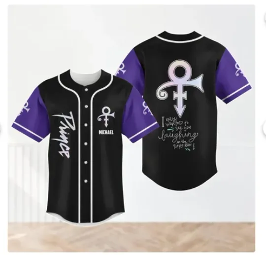 Custom Prince Purple Baseball Jersey, Pur Rain baseball jersey, new 3d gift