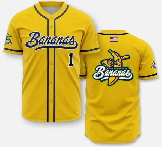 Discover Savannah Bananas Baseball Jersey 3D Yellow Reprint