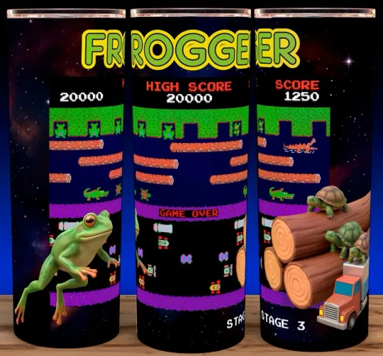 Discover Frogger 80s Arcade High Score Videogame Cup Mug Tumbler 20oz