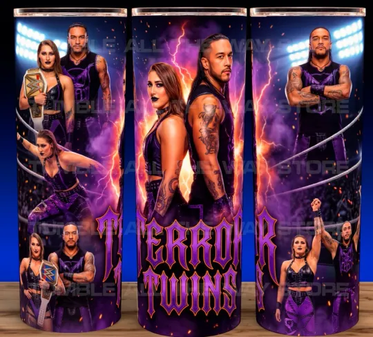 Discover Rhea Ripley Wrestling & Damien Priest Terror Twins Cup Mug Tumbler 20oz