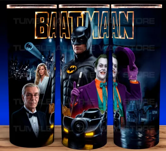 Batman 89 Keaton - Alfred - Kim Bassinger - Joker Batmobile Cup Mug Tumbler 20oz
