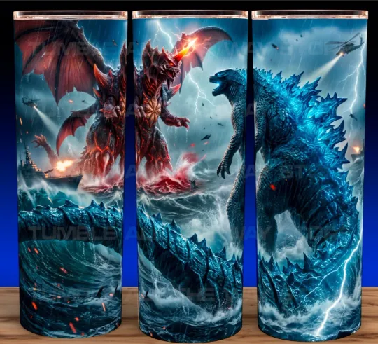 Discover god zilla Versus Destroyah Epic Kaiju Battle in Ocean Cup Mug Tumbler 20oz