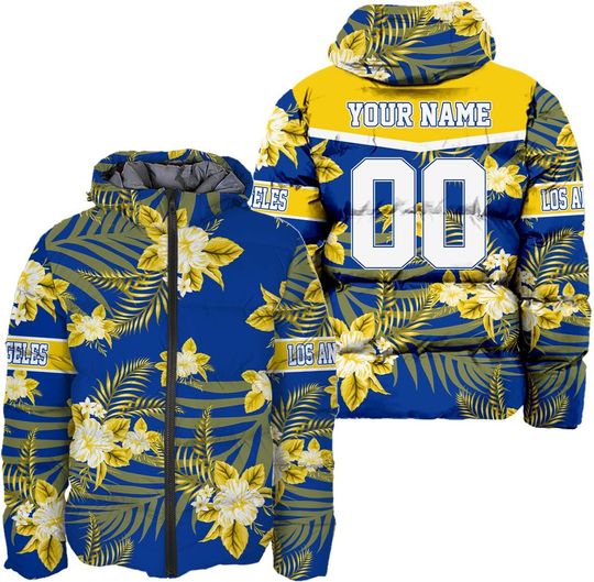 Discover Personalized Los Angeles Football Team Rams Men's Hooded Puffer Jacket