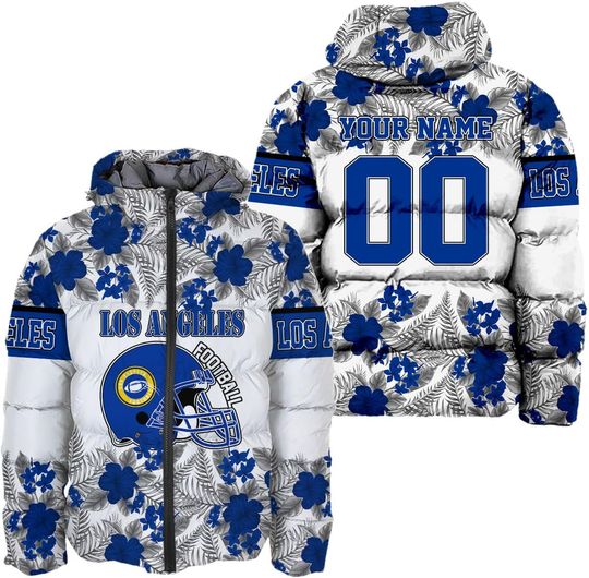 Discover Personalized Los Angeles Football Team Rams Men's Hooded Puffer Jacket