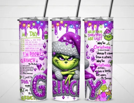 Discover Christmas Purple Bling funny character 20oz Stainless Steel Insulated Tumbler
