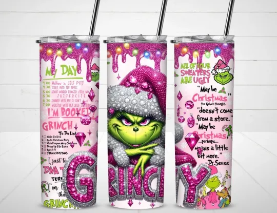 Discover Christmas Pink Bling funny character 20oz Stainless Steel Insulated Tumbler
