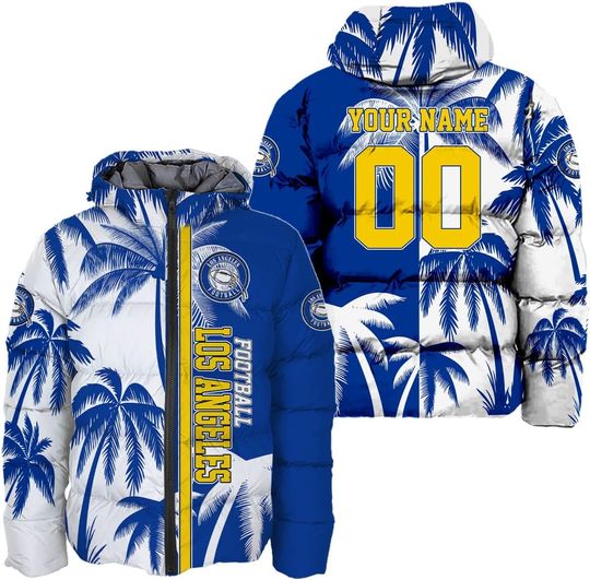 Personalized Los Angeles Football Team Rams Men's Hooded Puffer Jacket